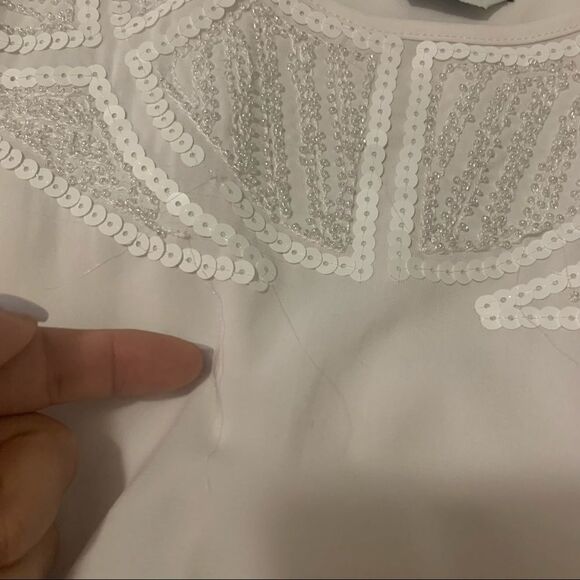 Bebe white sequin mini Dress - Picture 6 of 8